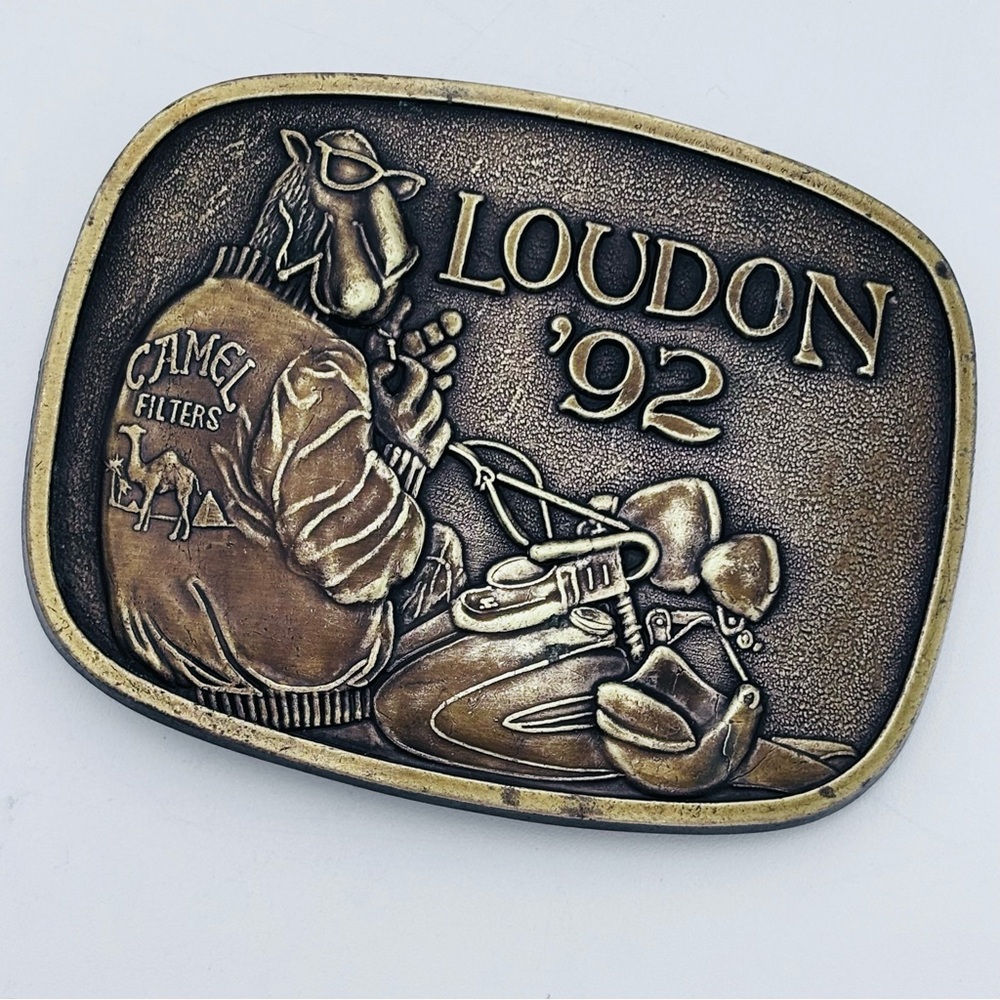 Camel Loudon Bike Week Belt Buckle Solid Brass 1992 Joe Motorcycle New Hampshire